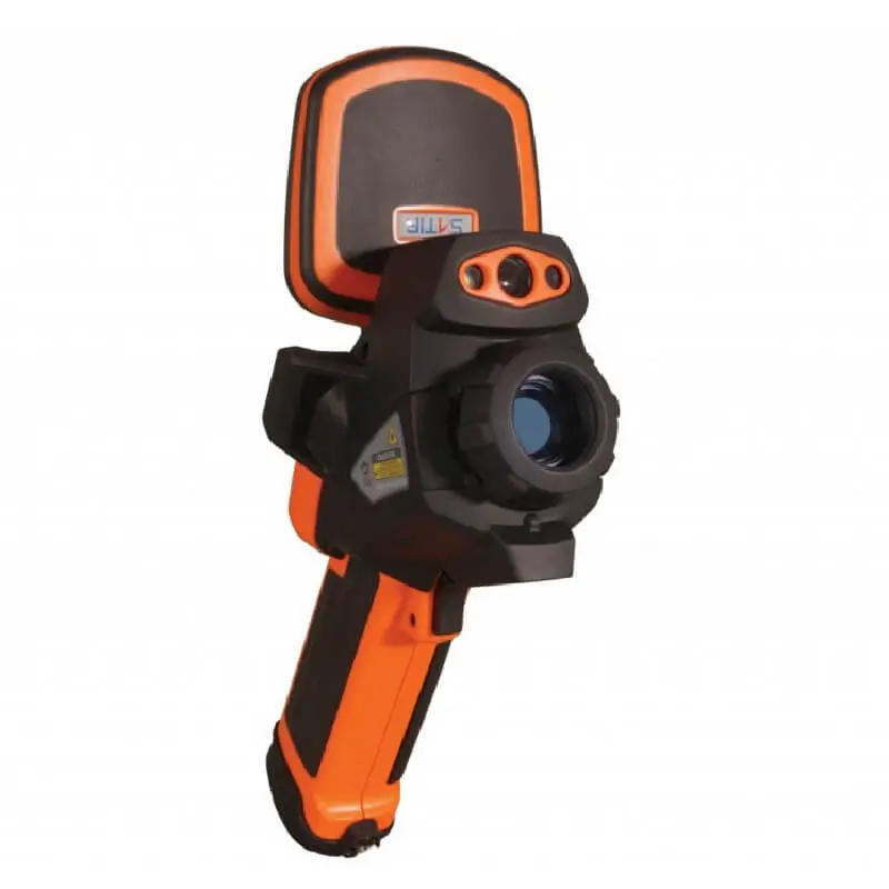 a black and orange handheld camera